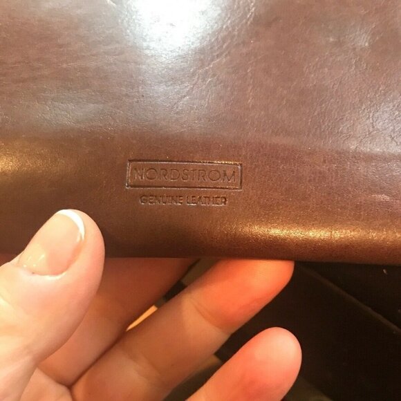 Nordstrom Brown XL Leather Brass Studs Wallet - Picture 14 of 14